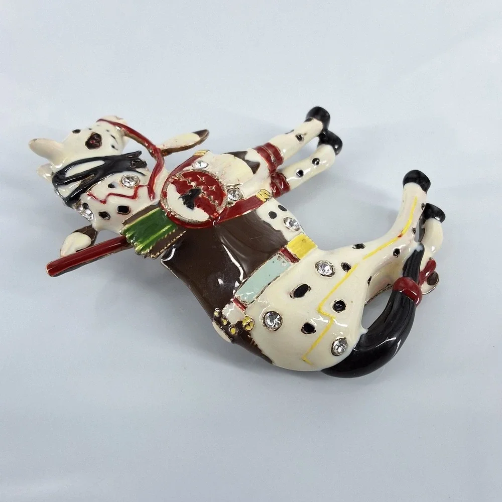 TOPP Trail of Painted Ponies War Pony Vintage Enamel‎ Horse Brooch Pendant Pin